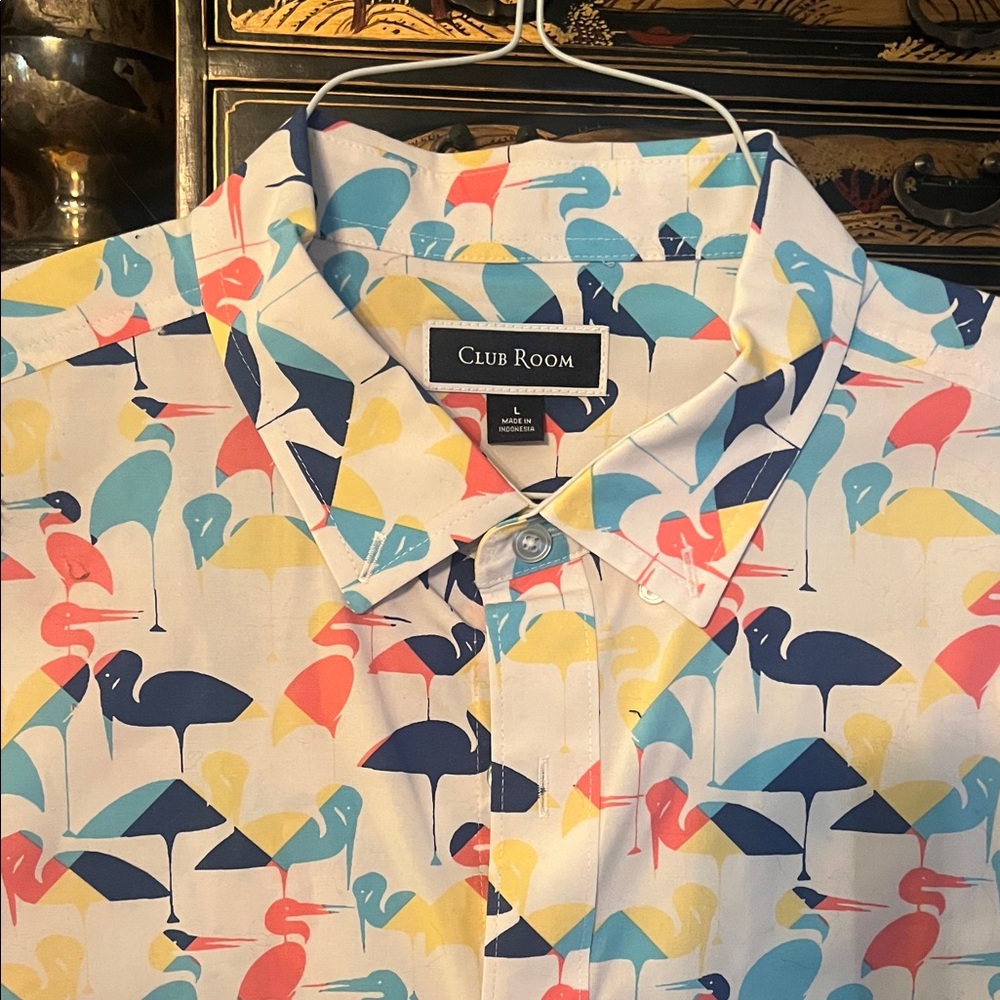 FINAL MARK DOWN Club Room Men's Colorful Flamingo and Umbrella Shirt